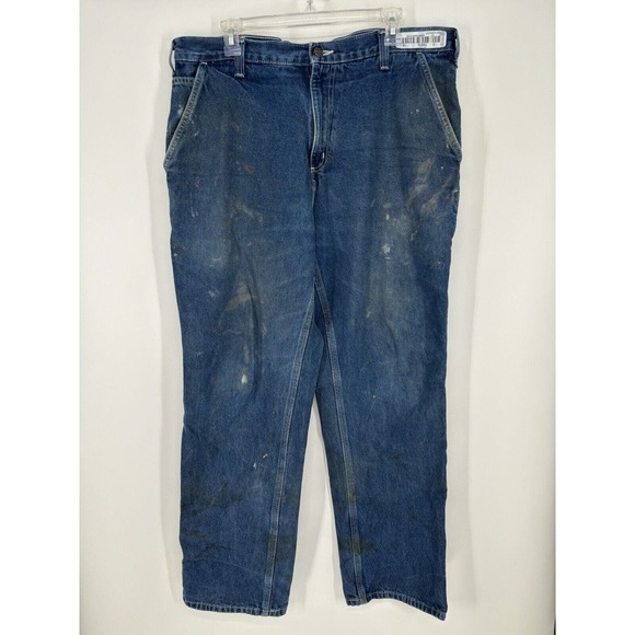 VTG Carhartt Jeans 38x32 382-83 Dungaree Fit Carpenter Work Pants Baggy Distress - Picture 1 of 7